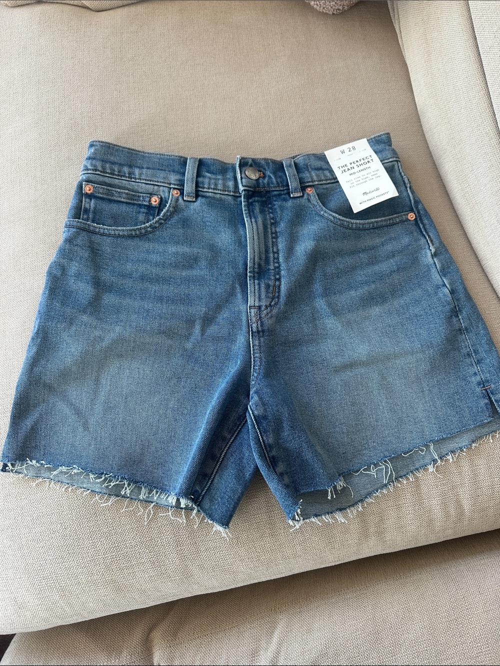 Madewell Blue High-Rise Mid Length Denim Shorts